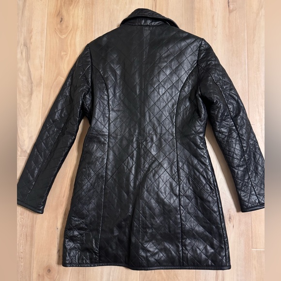 Neiman Marcus Quilted Long Leather Jacket Size Small - Picture 4 of 8